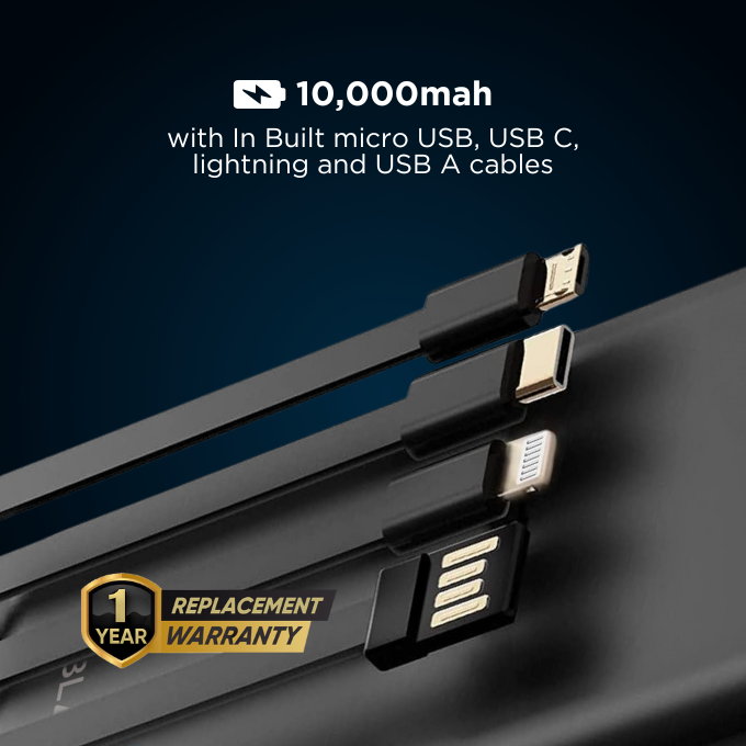 BLACK PowerMove M 4 in 1 Power Bank with Fast Charging 10,000mAh, 1Yr warranty BLACK PowerMove M 4 in 1 Power Bank with Fast Charging 10,000mAh, 1Yr warranty